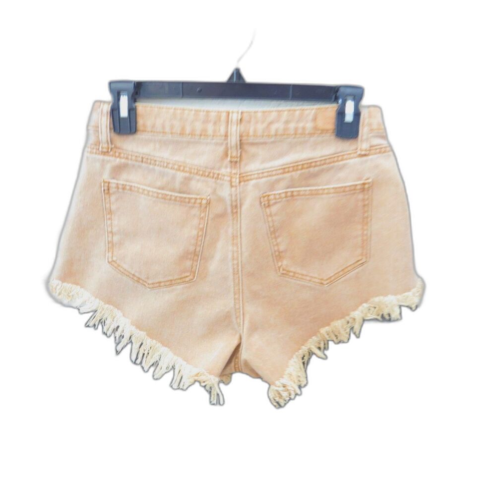 Simple Society Denim Shorts Hi Rise Frayed Hem Tan 7/28" Festival EUC - Picture 4 of 10
